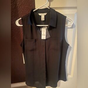 White House Black Market Black Sleeveless Blouse